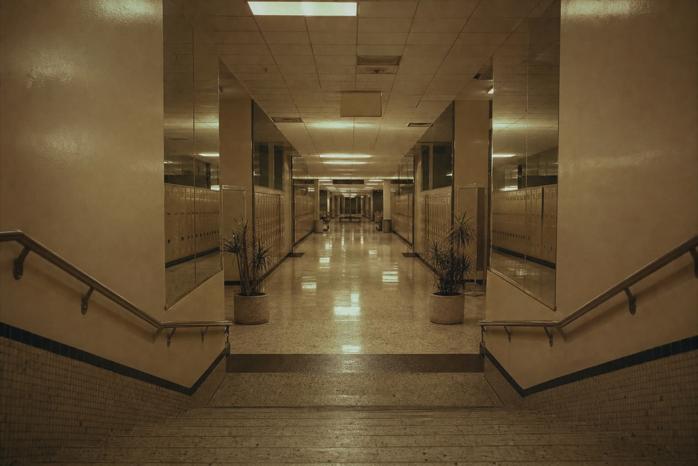 deserted gym locker room