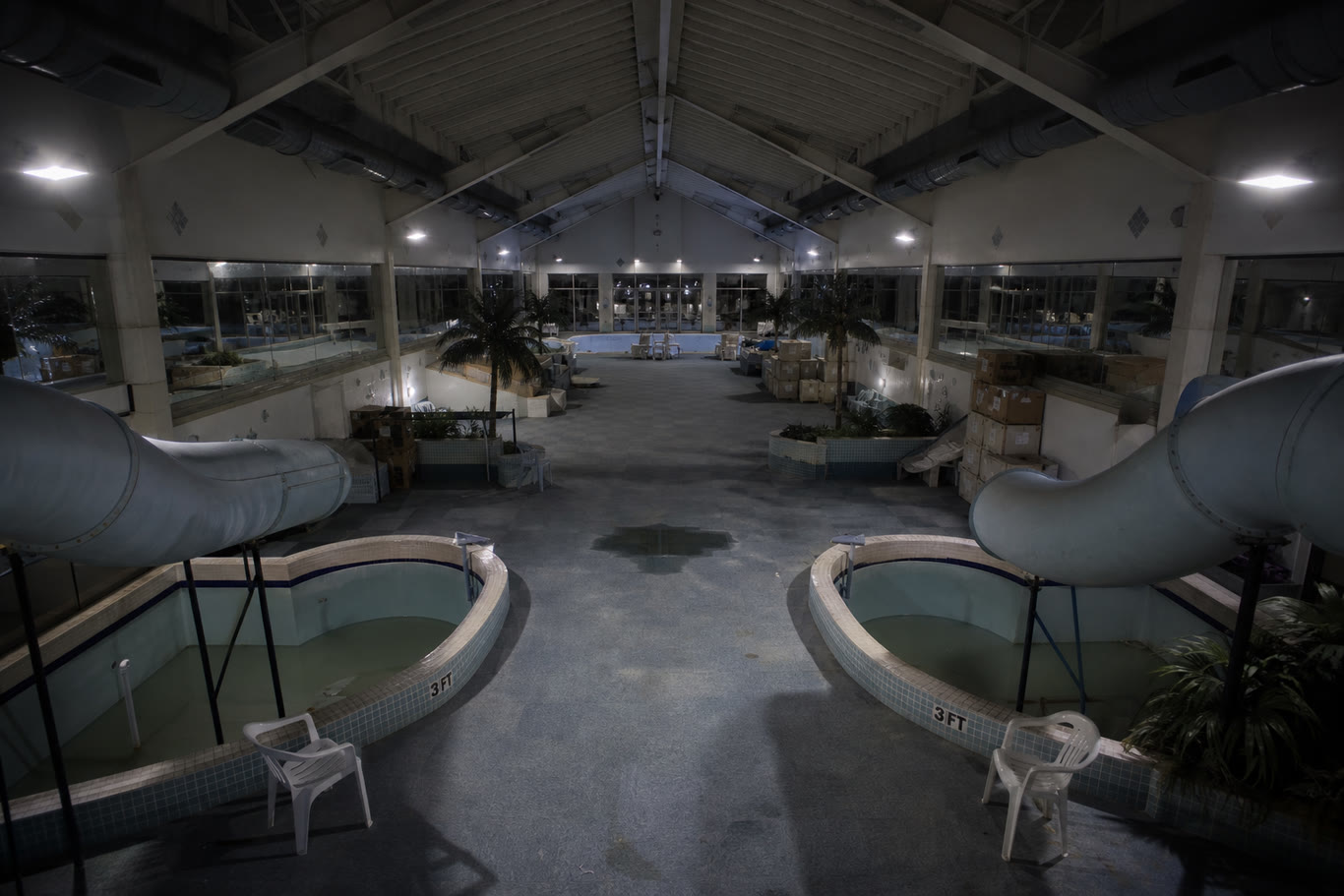 deserted indoor waterpark